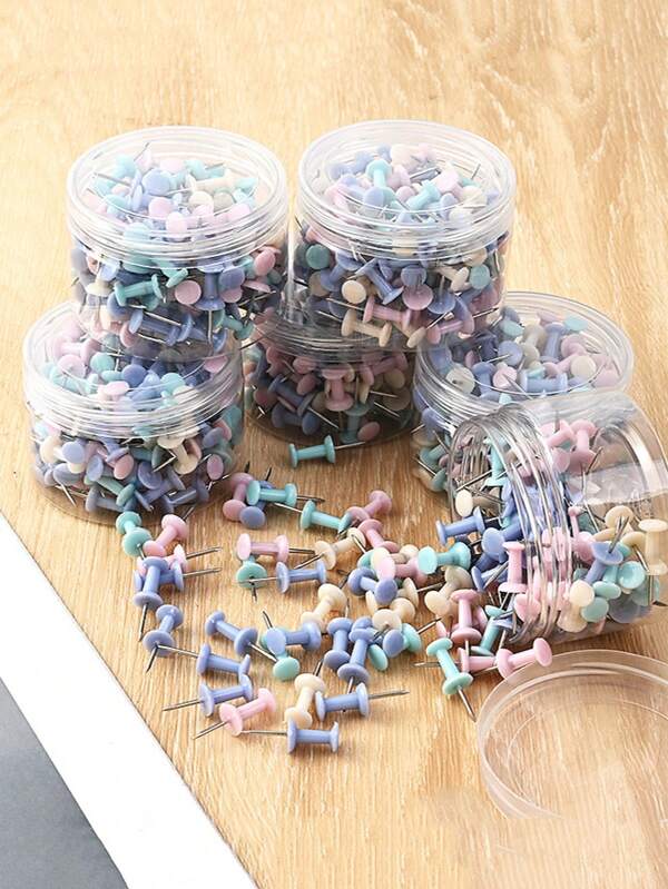 200pcs I-Shaped Nails Installed With Color Plastic Push Pins Cork Board Photo Wall Fixing Nails I-Shaped Big Head Staple,Back To School,School Supplies