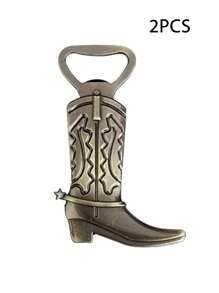 1 pieza/2 piezas Abrebotellas con forma de bota de metal dorado, herramienta creativa de bar para festivales, bodas, fiestas, cervezas, latas, para exteriores, camping