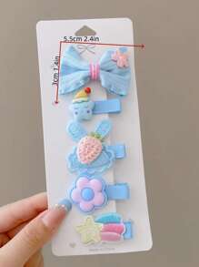5pcs Kids Princess Bowknot Hair Clips, Cute & Elegant Hair Accessories For Little Girls