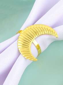 2/4/6pcs Striped Moon Napkin Rings, For Holiday Tabletop Decoration Napkin Holders - Gold - View 5