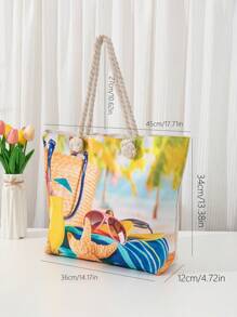 New Fashion Printed Shoulder Bag, Simple Student Essential Shopping Tote Bag, Suitable For Vacation, Holiday Gift