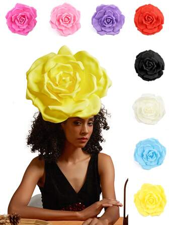 1pc Large Flower Fascinators For Women Tea Party Fancy Flower Hats Headwears For Girls And Women Halloween