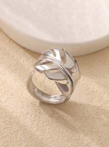 1 Pc Stainless Steel Leaf Shaped Open Ring, Suitable For Daily Wear