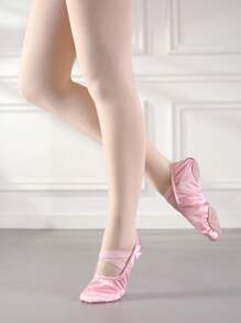 Girls ' Practice Dance Shoes, Children's Satin Soft-Soled Flat Shoes, Peach Pink Ballet Dance Shoes - Coral Pink - View 3