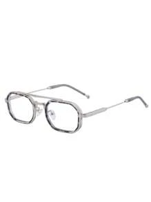 1pc New Retro European And American Square Double-Beam Small Frame Glasses, Casual Party Street Elegant High-Grade Fashion Glasses, Suitable For Daily Wear And Outdoor Activities