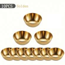 3/5/10pcs Set Stainless Steel Mini Independent Seasoning Bowls, Round Seasoning Dishes, Sushi Dipping Sauce Bowls, Appetizer Dishes,School Supplies