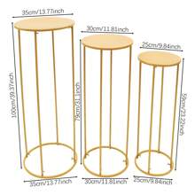 Jarrón de flores de metal redondo, 3 piezas, soporte para flores, centro de mesa para boda, decoración de fiesta - Dorado - Ver 3