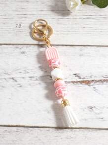 1pc Spring Silicone Beaded Tassel Keychain Ideal Accessory For Bags Designed For Both Men And Women Bridesmaid Gifts Boho