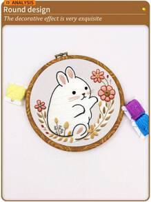 3pcs Brown Vintage Palace Style Faux Wood Grain Design Handmade DIY Embroidery Hoops, Cross Stitch Frames Made Of High-Quality ABS & PVC, Shatterproof With Metal Hanging Hooks, Available In 7 Sizes, Can Also Be Used As Photo Frame Decor - Brown - View 9