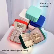 xianggenina Portable Travel Jewelry Box With Mirror, Earrings, Necklace, Ring Storage Anti-Oxidation Jewelry Box