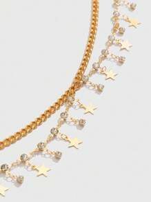 1 pezzo Catena da vita in stile retrò da donna con più strati di cristalli e pendente a stella, decorazione alla moda per la vita