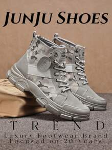 Large Size Four Season Spring/Summer Outdoor Casual Sports Shoes, Wear-Resistant, High Cut, Thick Sole, Height Increasing Camouflage Men's Shoes