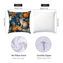 1pc Vintage Morris Style Rabbit Print Pillow Case, Single-Sided Peach Velvet Fabric, 45*45CM/18*18inch Cushion Cover, Suitable For Modern Minimalist Sofa, Living Room Decor, Gift
