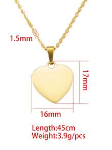 定制情侣最佳朋友个性化时尚项链镜面不锈钢心形激光吊坠 - 彩色 - 查看 4