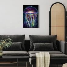 Póster de lienzo enmarcado de 1 pieza, pinturas en lienzo de arte de pared de medusas interestelares, regalo ideal para dormitorio, sala de estar, pasillo, arte de pared, decoración de pared, decoración de invierno, decoración de habitación