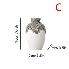 Nordic Modern Minimalist Creative White Ceramic Vase With Stripes, Home Room Table Decor, Desk Office Table Dining Table Ornament, Handicraft Flower Vase Gifts Birthday Graduation - Multicolor - View 8