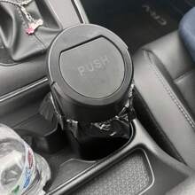 Car Trash Can With Lid - Car Trash Bin Cup Holder - Black Mini Leak-Proof Vehicle Garbage Bin Trash Can With 15pcs Garbage Bags - Front & Back Seat Car Accessories Organizer And Storage