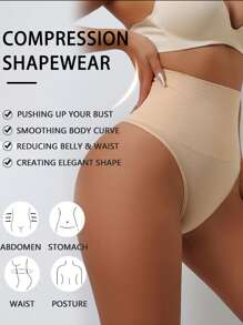 1 pezzo Perizoma a vita alta con controllo addominale per donna [Traspirante + Aderente], [Taglia piccola, si prega di ordinare 1-2 taglie in più per una vestibilità più ampia], Pantaloncini modellanti sportivi, Shapewear per vita scolpita, Pantaloncini sexy modellanti per sollevare il lato B - Albicocca - Visualizzare 3