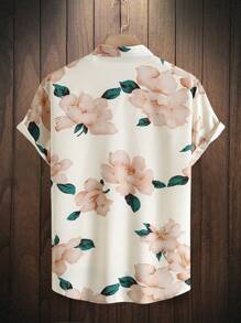 Men's Summer Tropical Plant Print Short Sleeve Casual Shirt