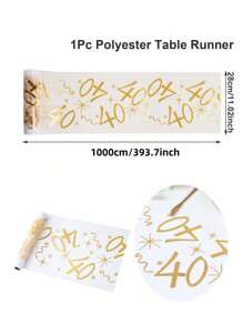 1pc,18/30/40/50/60/70 Years Old Polyester Table Runner,275*28cm,Hot Stamping Mesh Design Table Runner,18th Birthday Party Table Decor,40th 50th 60th Anniversary Retirement Party Supplies,Birthday Party Table Cover