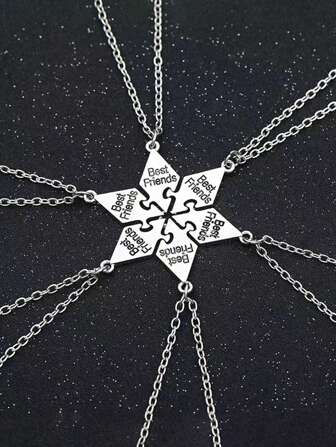 6pcs/Set Best Friends Creative Letter Pendant Necklaces, Friendship Necklace Combination