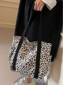 Fashionable Solid Color Tote Bag, Casual Simple Texture Contrast Color Large Shoulder Bag, Tote Bags For Students, Multiple Compartments, Perfect For Beach, School, Work & Daily Use, Artistic Style School Bag & Bookbag For Women Or Students, Perfect For Books, Shopping, Back To School And More