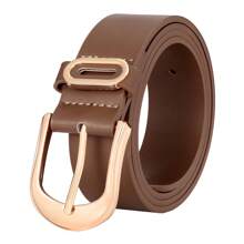 1pc Plus Size Women PU Leather Belt Decor Swing Dress, Sweet Design For Daily Wear Summer, School