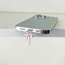 Tappi antipolvere, nuovi arrivi primaverili, nei colori azzurro chiaro, viola, giallo chiaro, bianco, arancione, verde chiaro, con fiocco rosa, compatibili con Lightning Apple, porte di ricarica Type-C e Android