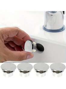 1/2/5pcs Stainless Steel Bathroom Sink Hole Spill Cover, Bathroom Tub Drain Cover, Round Spill Ring Plug, Bathroom Kitchen Sink Hole Round Overflow Covers, Basin Tidy Insert Spares, Sink Overflow Ring, ABS Bathroom Kitchen Sink Basin Trim Overflow Cover, Hole Insert CapSink Hole Round Overflow Cover