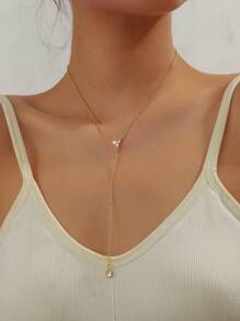 1pc Y-Shaped Sparkling Zirconia Inlaid Clover & Round Pendant Necklace, Women's Birthday & Valentine's Day Gift, Elegant Jewelry Accessory, Suitable For Daily Outfit Matching,Mom,Mother,Mother's Day,Gift