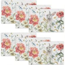 6 件复活节兔子餐垫农场动物餐垫兔子花朵餐垫农舍厨房餐厅节日派对防水可洗桌垫适用于厨房餐厅装饰 - 彩色 - 查看 8