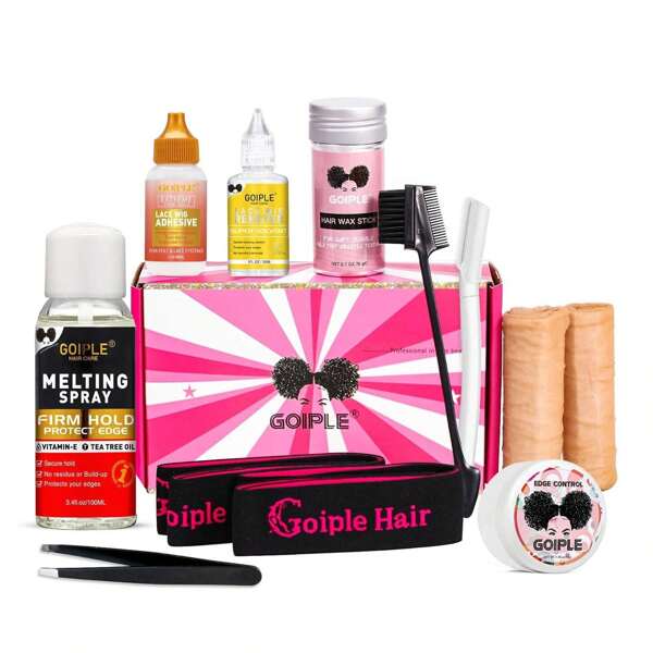 Kit colla per pizzo impermeabile GOIPLE, spray per fusione parrucche, tenuta extra, colla senza colla per legare la parte anteriore del pizzo, include spray per fusione e tenuta del pizzo, colla per parrucche, solvente per colla e strumento per fissaggio parrucche