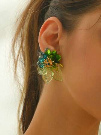 2件套波西米亚风中东花卉手工DIY编织东方宫廷流苏耳环，包含多款颜色和设计的仿珍珠花朵吊坠耳环，适合女性日常佩戴、节日、派对、送礼。注意：由于手工制作，产品在运输过程中可能会略微变形，收到后如有需要请手动调整。