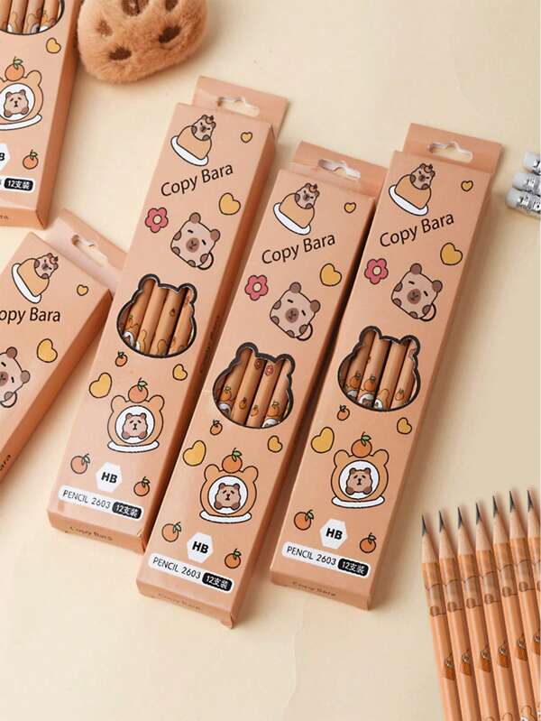 1pc HB Pencil Box(1 Box Of 12 Pieces), Children's Lead-Free Pencils, Primary School Specific Learning Stationery, Suitable For Boys And Girls' Schools, Students, Stationery, School Supplies. Birthday, Christmas, Halloween Gifts,Back To School