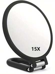 1pc Handheld Magnifying Glass 15x/30x Magnification, Double-Sided Travel Compact Folding Makeup Mirror, Princess Mirror