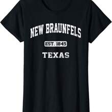 New Braunfels Texas TX Vintage State Athletic Style T-Shirt - Black - View 1