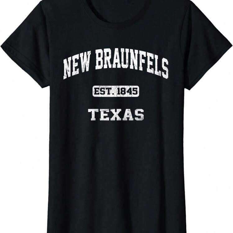 New Braunfels Texas TX Vintage State Athletic Style T-Shirt - màu đen - Xem 1