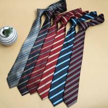 1 件休闲条纹涤纶领带，适合办公室、街头、所有季节男士领带 - 彩色 - 查看 2