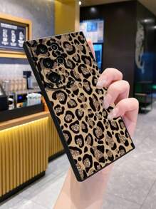 1 pieza Funda de teléfono con estampado de leopardo y función antideslizante, compatible con Apple, Galaxy, Infinix, Redmi, OPPO, VIVO, Realme, resistente al agua, a los golpes y a los arañazos