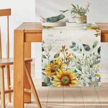 1PC Runner de masă de primăvară Aleer de masă de primăvară Vintage Farmhouse Primăvara Vară Floarea-soarelui Frunze de eucalipt Aleer de masă de cafea galben potrivit pentru decorațiuni de bucătărie de petrecere - Multicolor - Vizualizare 4