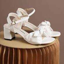 Bowknot Sandals For Women, Sweet Fairy Style Match With Skirts, French Roman Chunky Heels Strap Sandals, Summer 2025 New Arrival