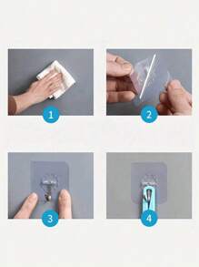 1/10 pièces Crochet adhésif transparent, support de rangement mural multifonctionnel, pour maison, pièce, mur, porte, armoire