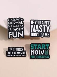 1pc Motivational English Slogan Decor Accessories, Brooch, Minimalist Creative Inspiring Quote Versatile Fashion Ornament