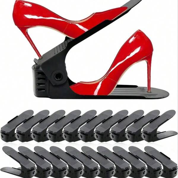 20pcs Shoe Slots Organizer, Thickened Double Storage Layer Closet Organization Stacker Easy No Assembly Required Rack Space Saver With 4 Adjustable Heights Easy To Clean Stackable Holder For Bedroom