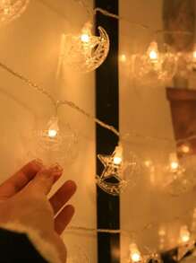 1 pieza de 3 metros con 20 luces con modelo de estrella para casa de verano, luces decorativas para hora de oración, decoraciones para ambiente de fiesta con funcionamiento a pilas (pilas no incluidas)