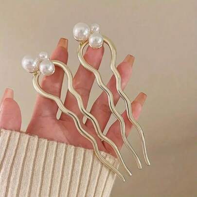 优雅猫眼蝴蝶造型发夹，复古简约现代发髻发夹，U型发饰，发髻延长器，发夹，头部饰品，女士发饰