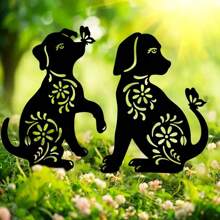 1 Pc Creative Metal Cute Dog Design Garden Stake, Home & Life Decor, Outdoor And Garden Supplies, Yard And Garden Decoration, Suitable For Outdoor Activities, Family Events, Birthdays, Weddings, Parties, And More. Various Styles Available.