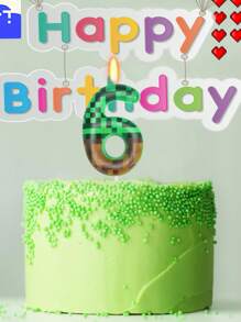 Green Plaid Number 0-9 Birthday Party Cake Decorative Candles - Multicolor - View 5