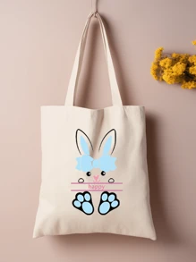 1pc Customized Large Capacity Fashionable Minimalist Portable Single-Compartment Tote Bag, Unique, Customized Name/Logo, Suitable For College Students, Office, Grocery Shopping, Walking, Personalized, DIY Gift, Foldable