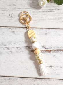 1pc Spring Silicone Beaded Tassel Keychain Ideal Accessory For Bags Designed For Both Men And Women Bridesmaid Gifts Boho